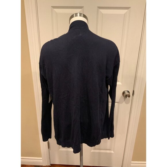 Michael Kors Navy Blue Open Front Cardigan Sweater W/ Zipper Shoulder, Size M - Picture 6 of 7